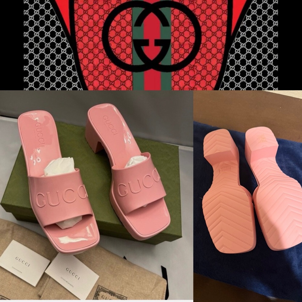 New 💕Gucci Pink Patent Leather Mules